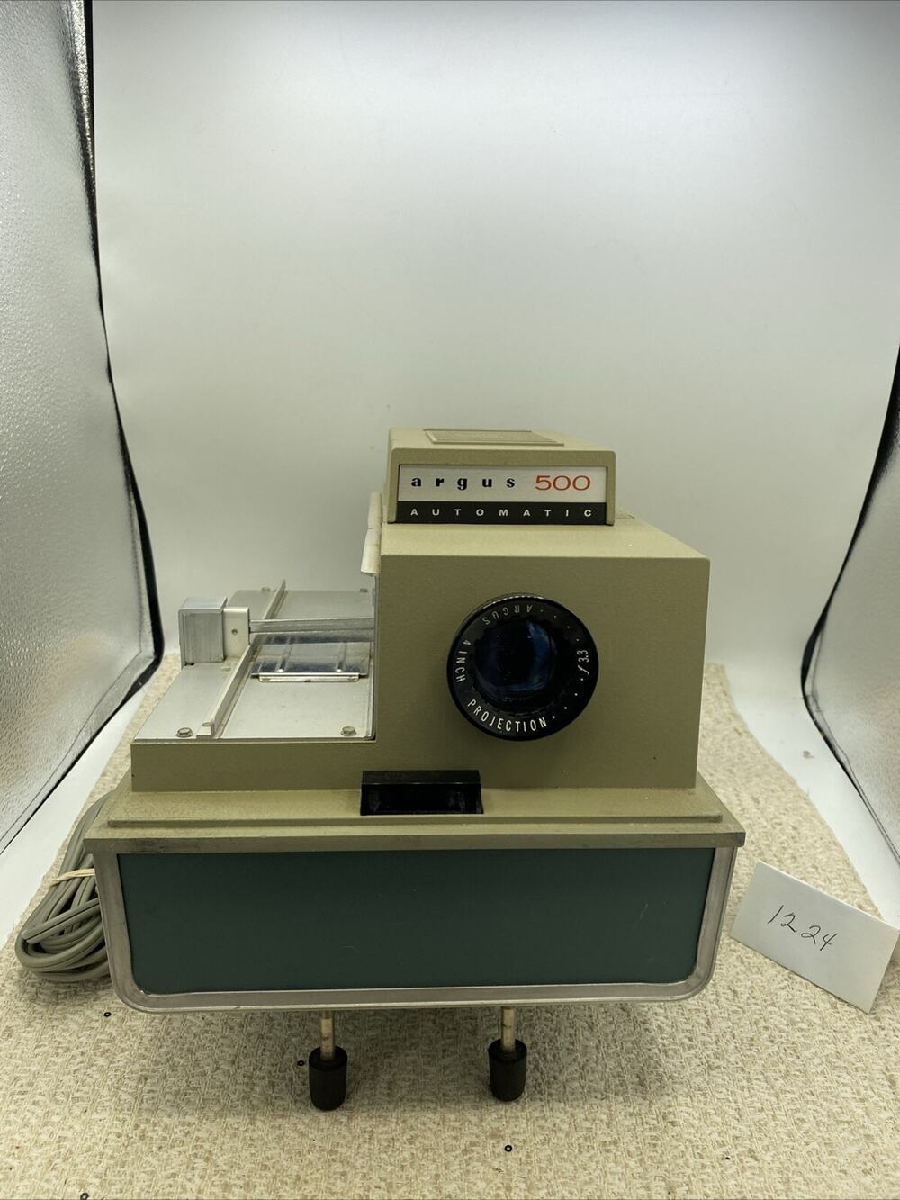 Vintage Argus 500 Electromatic Remote Automatic Slide Projector Needs Bulb